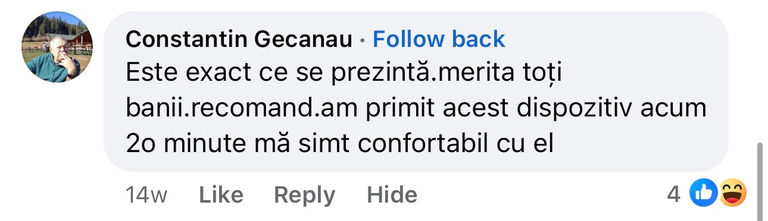 Recenzie client BetterSleep: mulțumit de produs și de confortul la utilizare.
